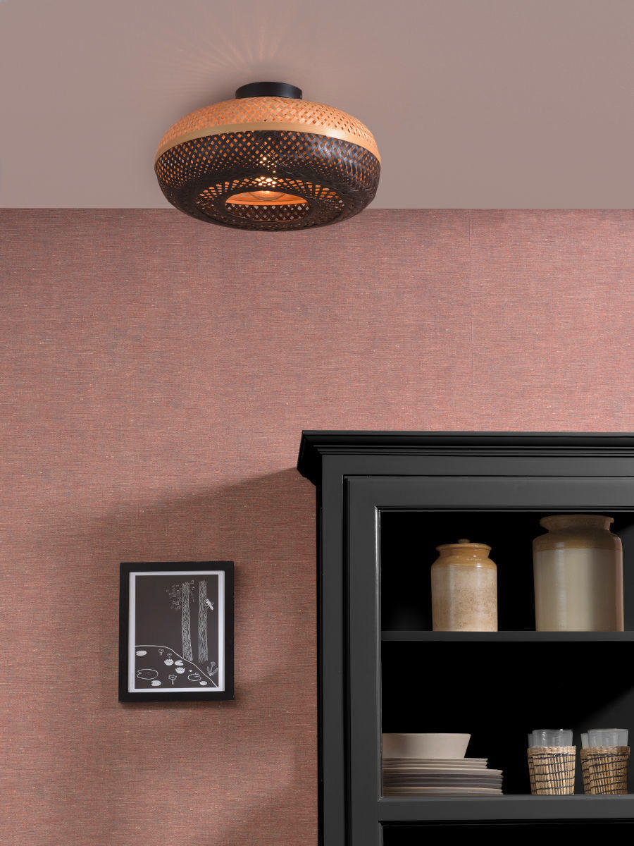 DECKENLEUCHTE GOOD&MOJO 40/40/17 cm   - Schwarz/Naturfarben, Trend, Holz (40/40/17cm) - Good & Mojo