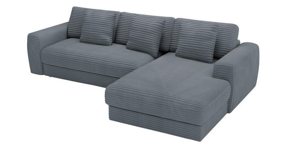 ECKSOFA Grau Cord  - Schwarz/Grau, MODERN, Kunststoff/Textil (302/182cm) - Carryhome