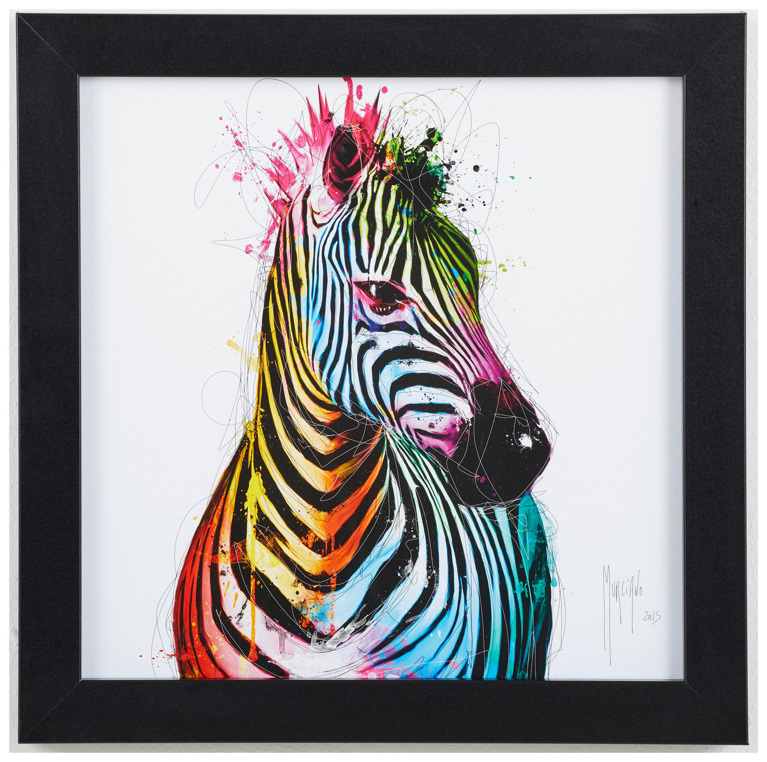 KUNSTDRUCK Patrice Murciano Tiere Zebra Pop  - Multicolor/Schwarz, Basics, Papier/Holzwerkstoff (36/36cm)