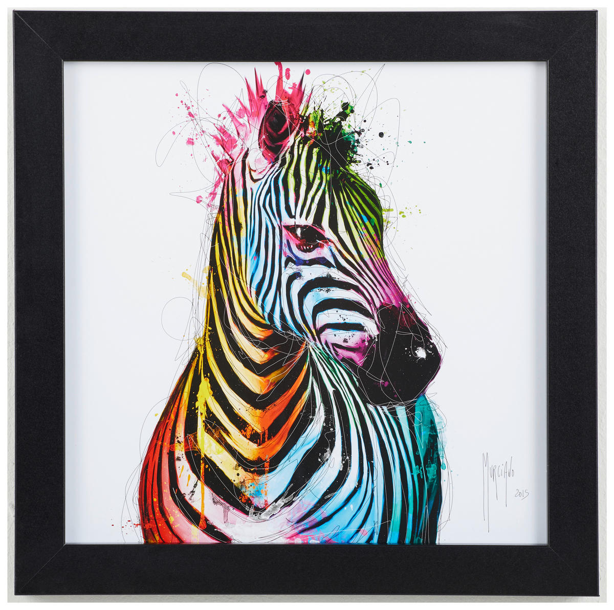 KUNSTDRUCK Patrice Murciano Tiere Zebra Pop  - Multicolor/Schwarz, Basics, Papier/Holzwerkstoff (36/36cm)