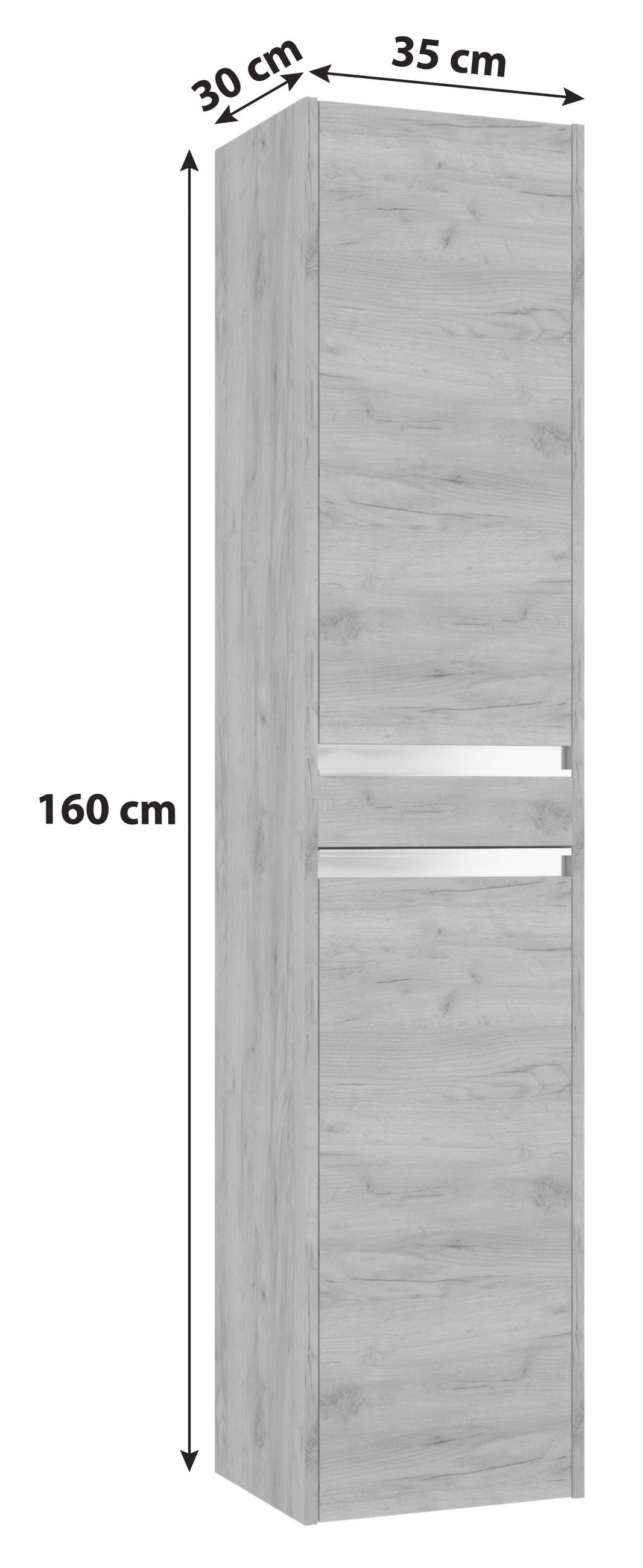 HOCHSCHRANK 35/160/30 cm  - Chromfarben/Eichefarben, MODERN, Holzwerkstoff/Metall (35/160/30cm) - MID.YOU