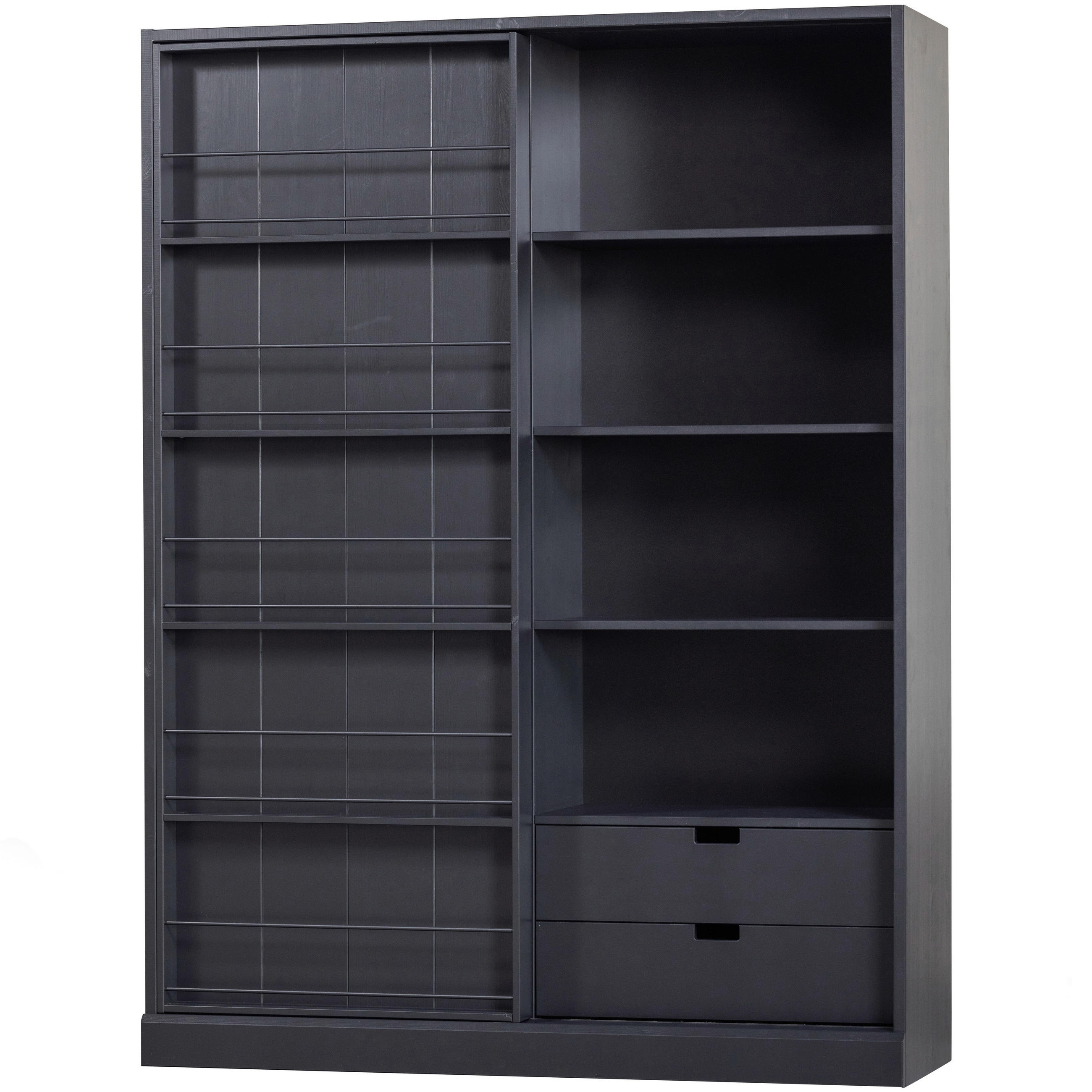 VITRINE in massiv Kiefer Schwarz  - Schwarz, Design, Holz (150/200/46,5cm) - Livetastic