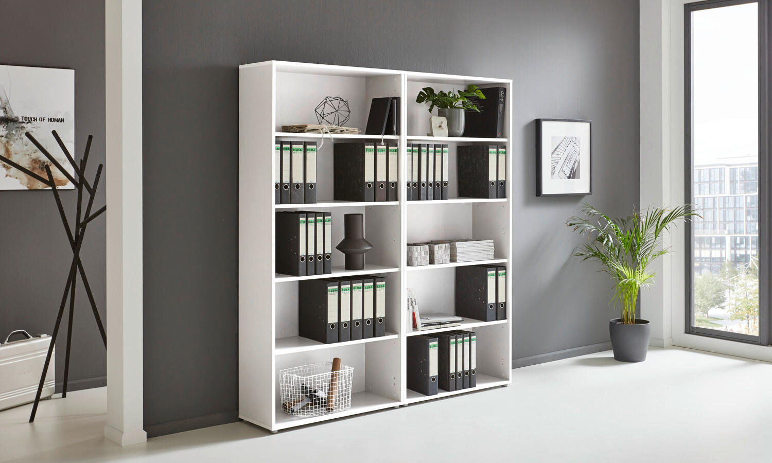 AKTENREGAL 168,8/185,6/33 cm  - Silberfarben/Weiß, MODERN, Holzwerkstoff (168,8/185,6/33cm) - MID.YOU