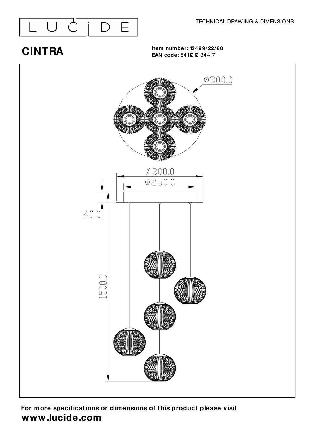 LED-PENDELLEUCHTE 32/32/150 cm  - Design (32/32/150cm) - Lucide