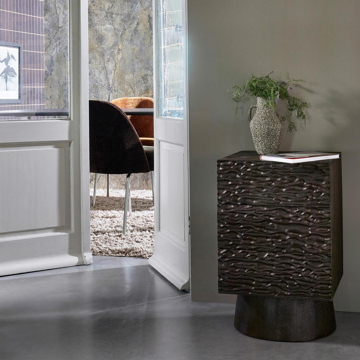 NACHTTISCH  in Mangoholz Walnussfarben  - Walnussfarben, Design, Holz (40/37/63,5cm) - Livetastic