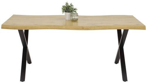 ESSTISCH in Metall, Holzwerkstoff 180/100/76 cm  - Eichefarben/Schwarz, Natur, Holzwerkstoff/Metall (180/100/76cm) - Boxxx