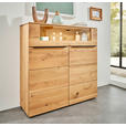 HIGHBOARD Eichefarben 120/119,3/39,5 cm - Eichefarben/Schwarz, Natur, Glas/Holz (120/119,3/39,5cm) - Valnatura