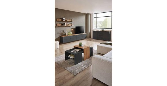 TV-ELEMENT Graphitfarben, Eiche Artisan  140/62/44 cm  - Schwarz/Graphitfarben, MODERN, Holzwerkstoff/Metall (140/62/44cm) - Hom`in