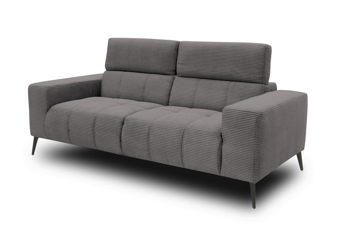 2-SITZER-SOFA TRENTO Mikrofaser Grau  - Dunkelgrau/Schwarz, MODERN, Textil/Metall (208/79/104cm) - MID.YOU