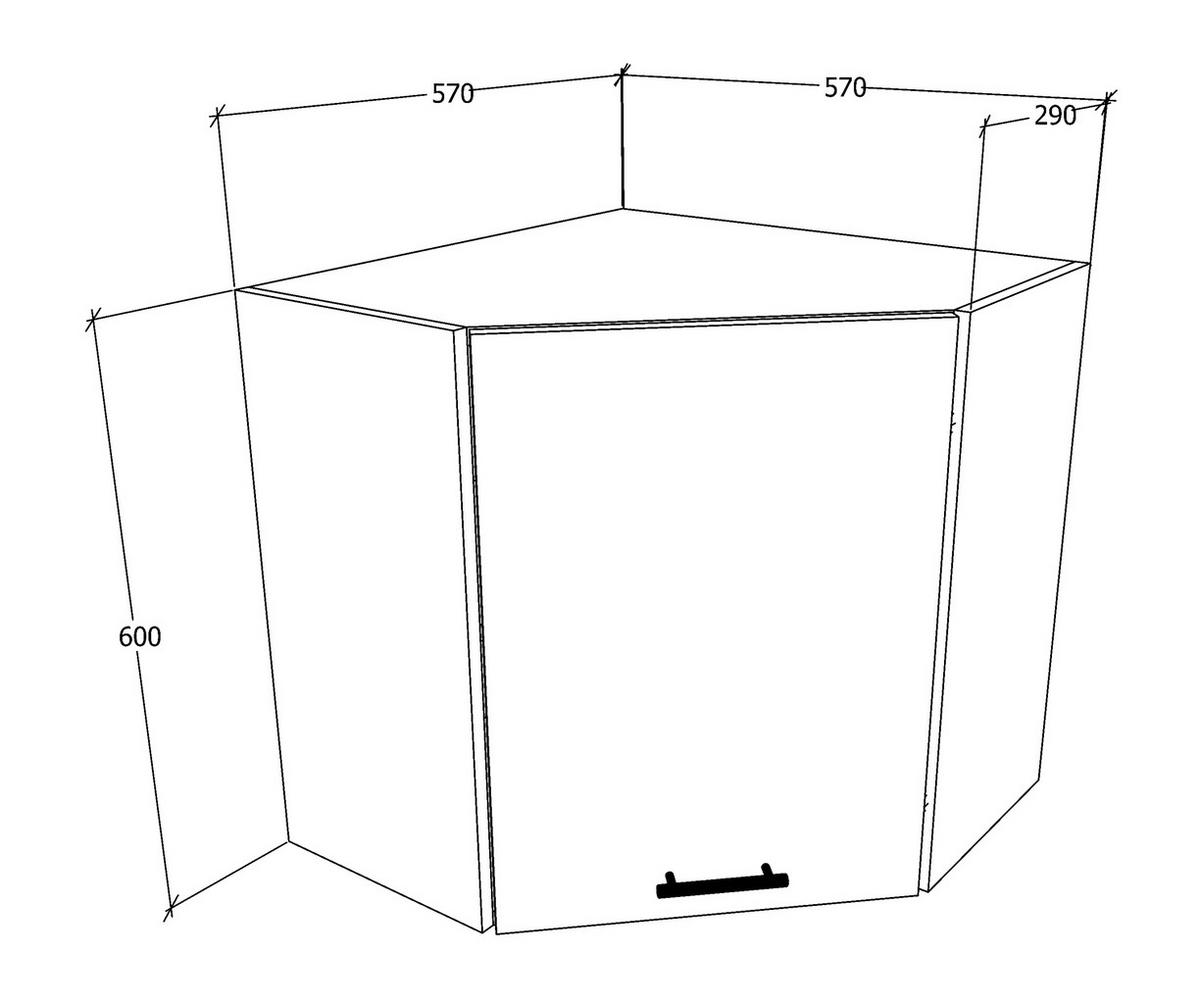 ECKOBERSCHRANK 57/60/57 cm  in Weiß  - Alufarben/Weiß, KONVENTIONELL, Holzwerkstoff/Metall (57/60/57cm) - MID.YOU