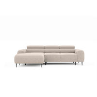 ECKSOFA Beige Struktur Rücken echt, Kopfteilverstellung, Sitztiefenverstellung  - Beige/Schwarz, MODERN, Textil/Metall (179/274cm) - Welnova