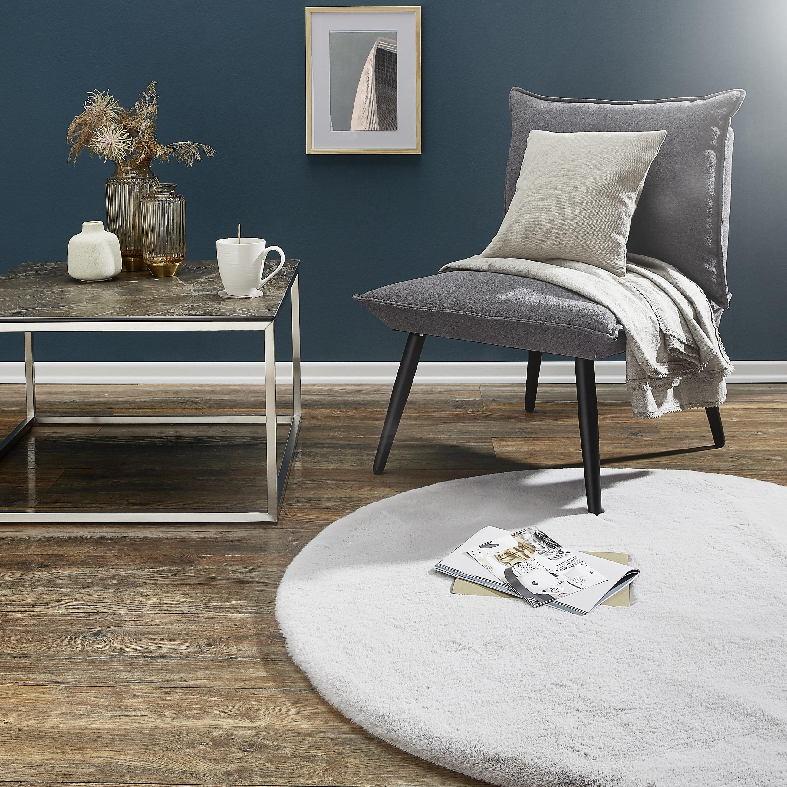 COVOR CU FIR LUNG  Luna  - argintiu, Konventionell, textil (120cm) - Novel