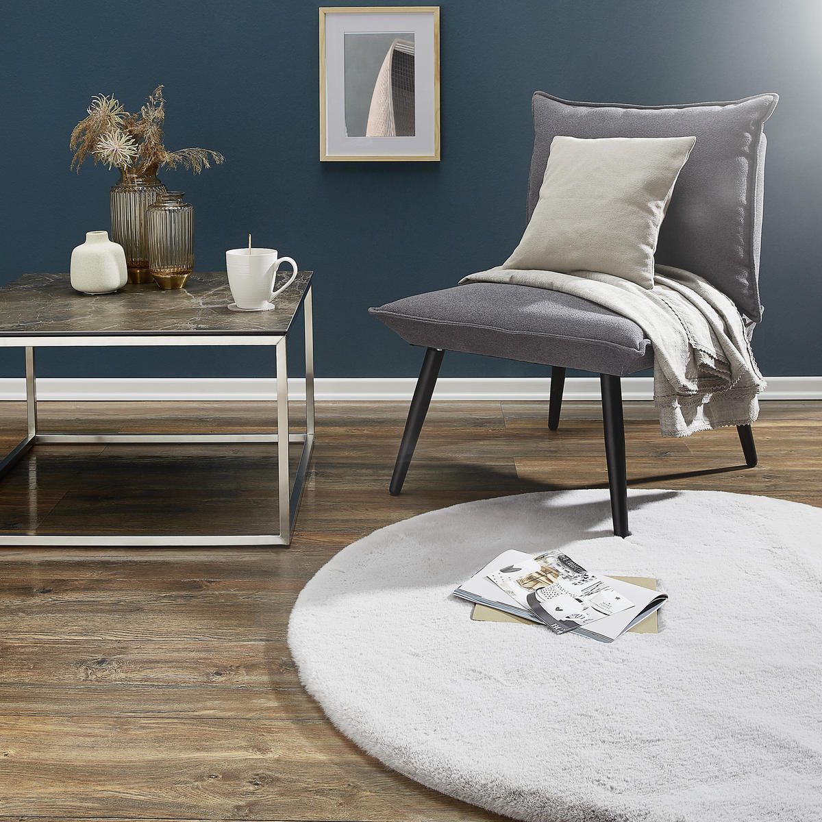 COVOR CU FIR LUNG  Luna  - argintiu, Konventionell, textil (120cm) - Novel