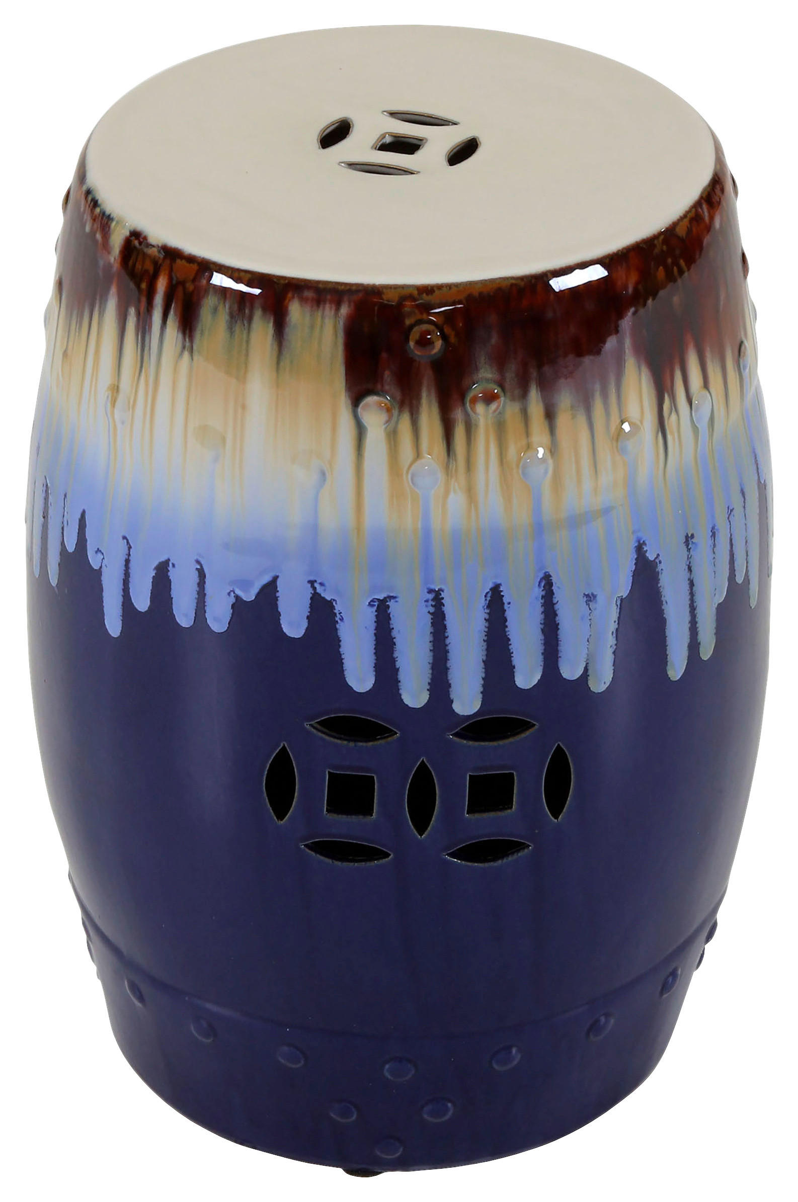 BEISTELLTISCH 33/33/45 cm Blau, Braun  - Blau/Braun, Design, Keramik (33/33/45cm) - Landscape