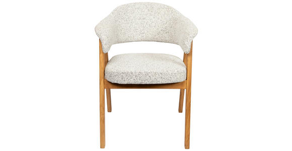 ARMLEHNSTUHL   Bouclé  Sandfarben  - Sandfarben/Eichefarben, KONVENTIONELL, Holz/Textil (63,5/82/58cm) - Linea Natura