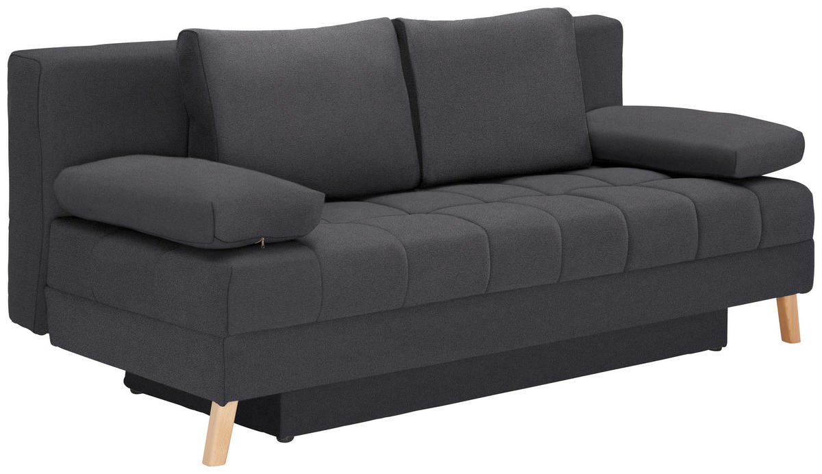 SCHLAFSOFA in Flachgewebe Dunkelgrau  - Dunkelgrau/Naturfarben, Konventionell, Holz/Textil (195/90/90cm) - Cantus