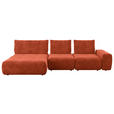 ECKSOFA in Velours Terracotta 174/347 cm - Terracotta/Schwarz, Design, Kunststoff/Textil (174/347cm) - Xora