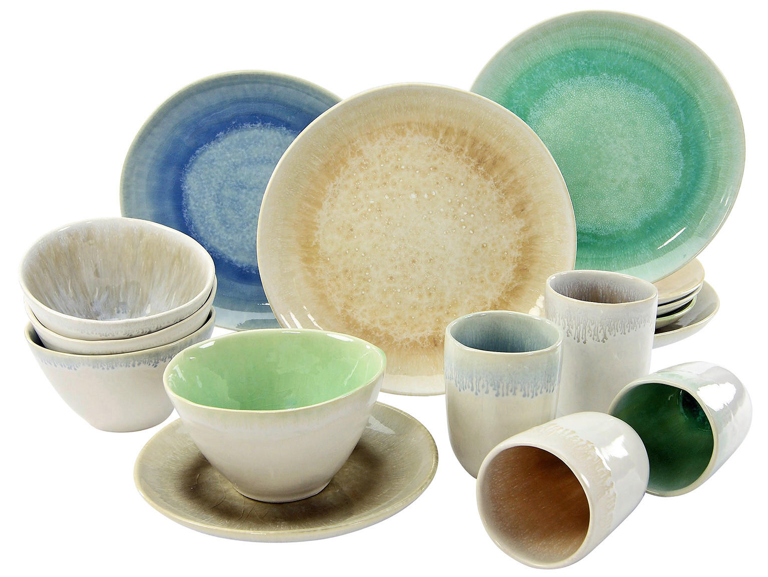 KOMBISERVICE Multicolor 16-teilig 4 Personen - Multicolor, Trend, Keramik (41/35/34cm) - Creatable