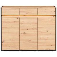 KOMMODE WELCOME  in 130,5/109/38 cm  - Schwarz/Eiche Artisan, MODERN, Holzwerkstoff/Kunststoff (130,5/109/38cm) - Boxxx