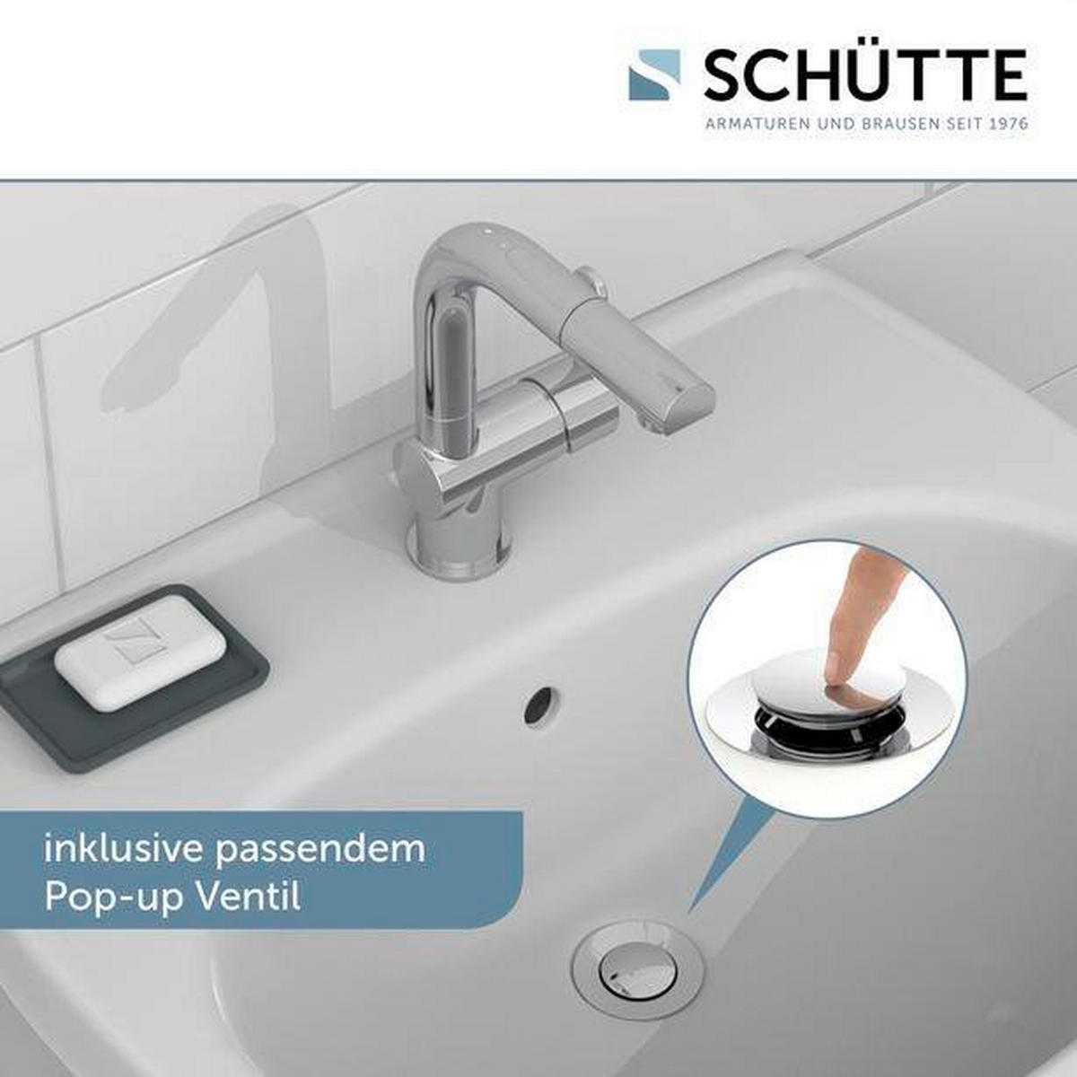 WASCHTISCHARMATUR 79710  - Chromfarben, Basics, Metall (7,9/22,5/19,5cm) - Schütte