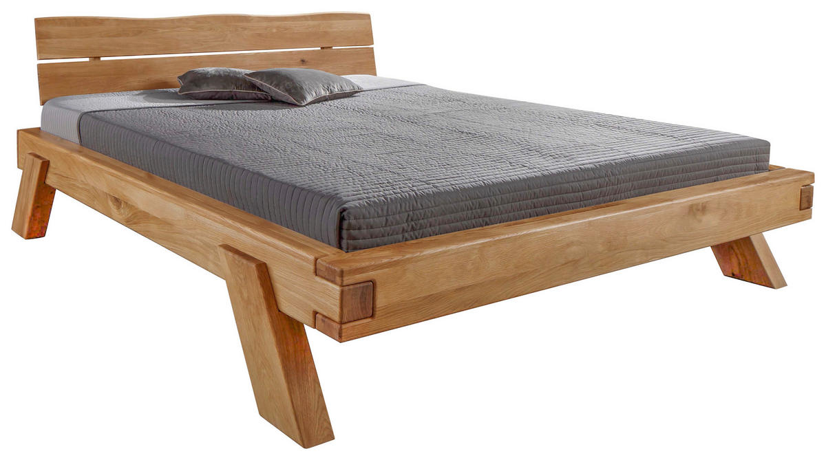 BALKENBETT - Wildeiche, MODERN, Holz (200/200cm) - Livetastic