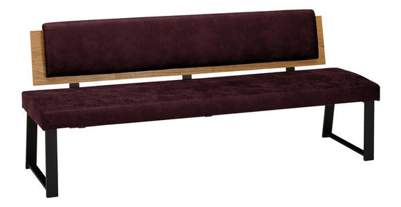 SITZBANK 200/85/60 cm in Weinrot - Weinrot/Schwarz, MODERN, Holz/Textil (200/85/60cm) - Venda