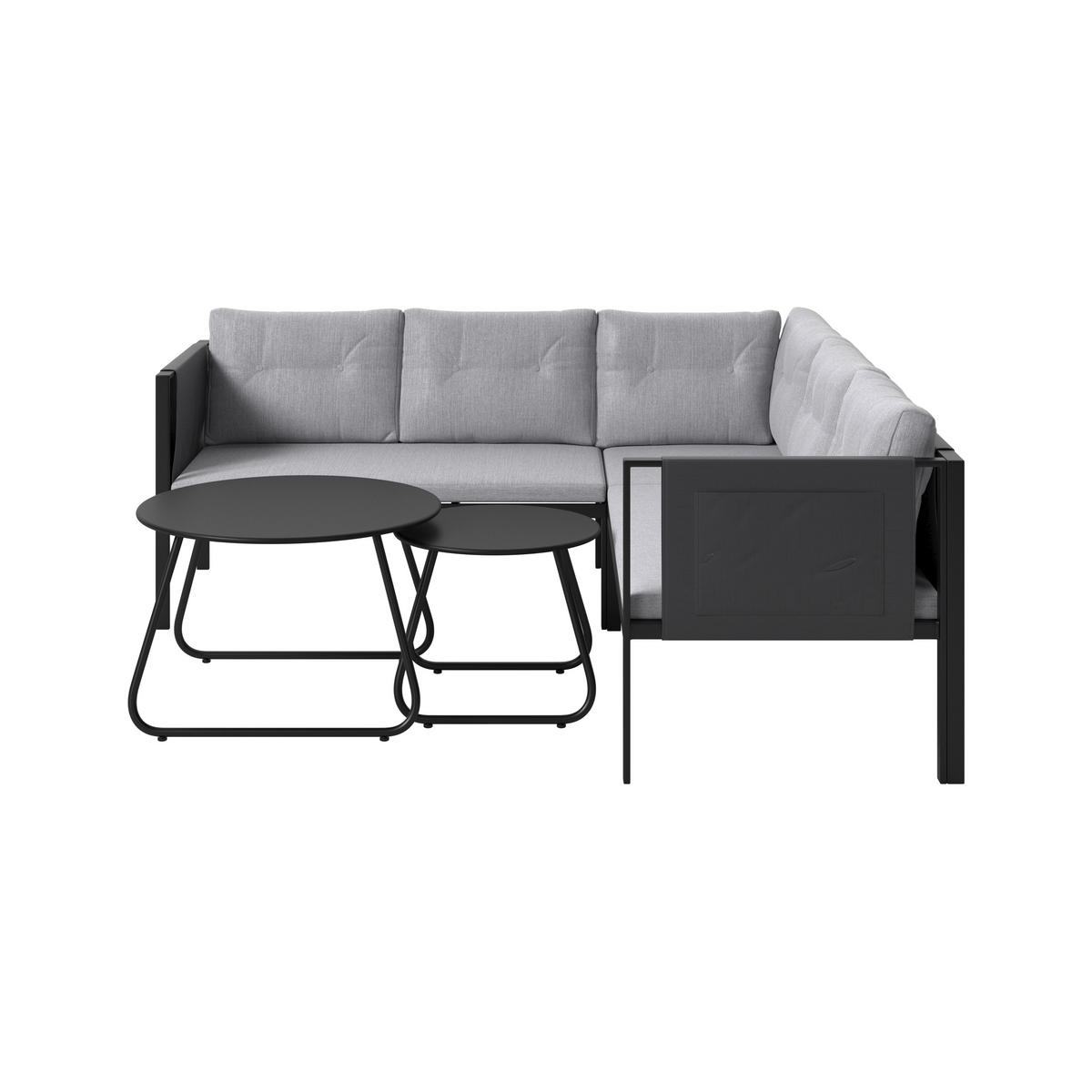 LOUNGEGARNITUR 5-teilig  186,5/186,5 cm  Eisen  - Schwarz/Grau, MODERN, Textil/Metall (186,5/186,5cm) - Beldano