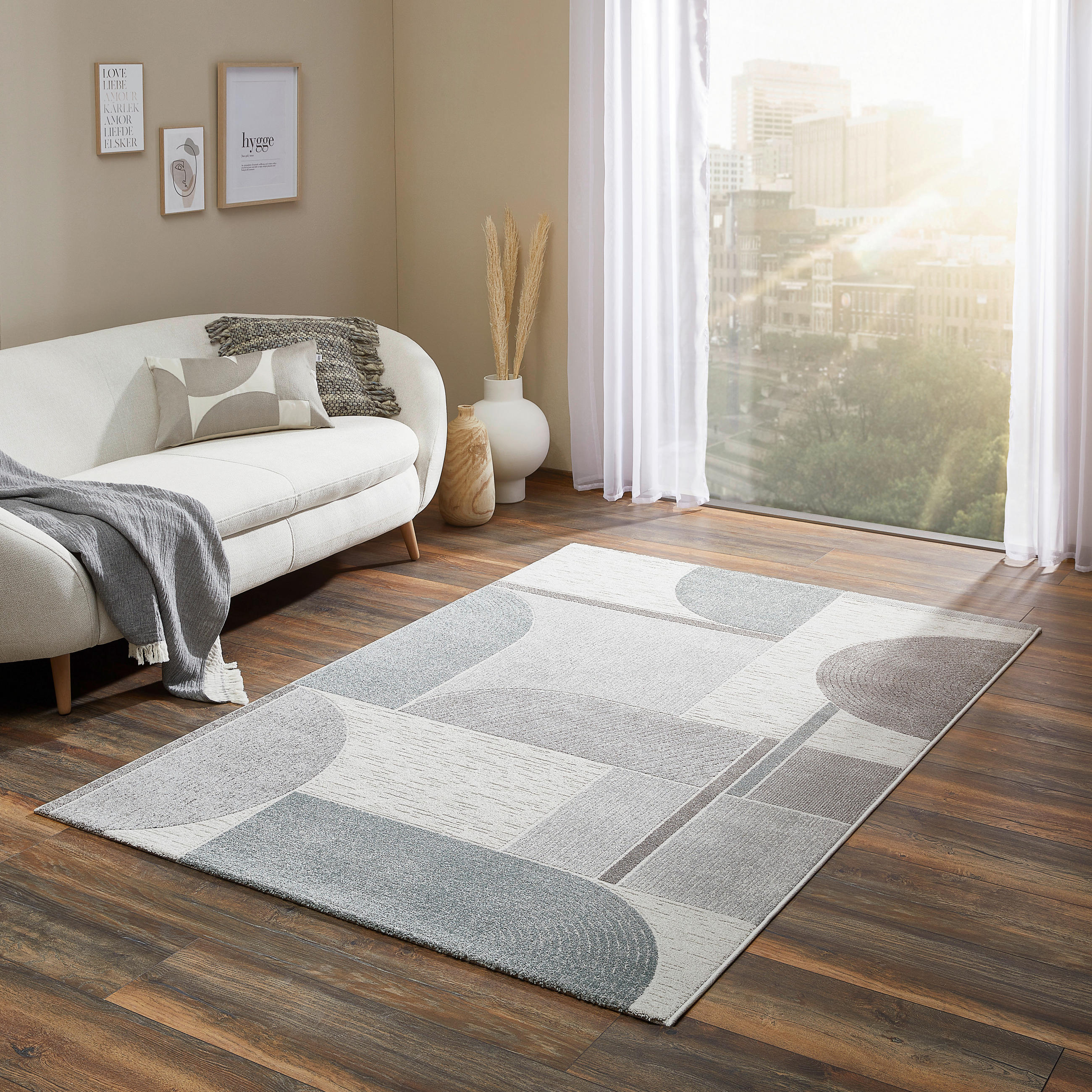 WEBTEPPICH 80/150 cm Valentino Türkis, Hellgrau  - Türkis/Hellgrau, KONVENTIONELL, Kunststoff/Textil (80/150cm)