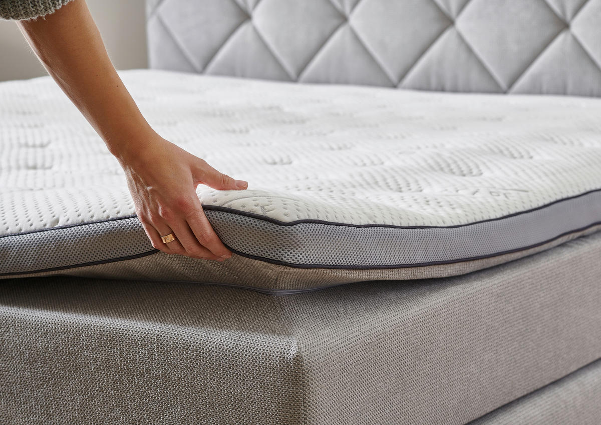 BOXSPRINGBETT 140/200 cm  in Silberfarben  - Silberfarben/Schwarz, KONVENTIONELL, Textil/Metall (140/200cm) - Carryhome