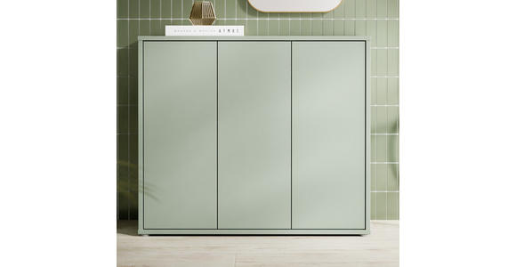 SCHUHSCHRANK 110/100/35 cm - Salbeigrün/Grau, MODERN, Holzwerkstoff/Kunststoff (110/100/35cm) - Xora