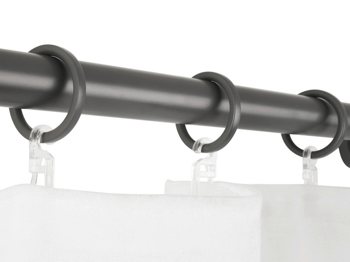 VORHANGSTANGENSET 120 cm  - Dunkelgrau, Basics, Metall (120cm)