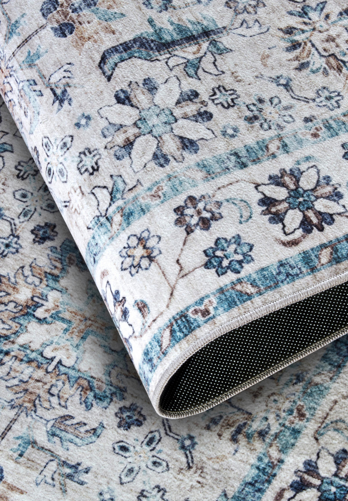 VINTAGE-TEPPICH 80/150 cm Imagination Creme, Hellblau, Dunkelblau rechteckig  - Creme/Dunkelblau, Basics, Kunststoff (80/150cm) - Elle Decoration