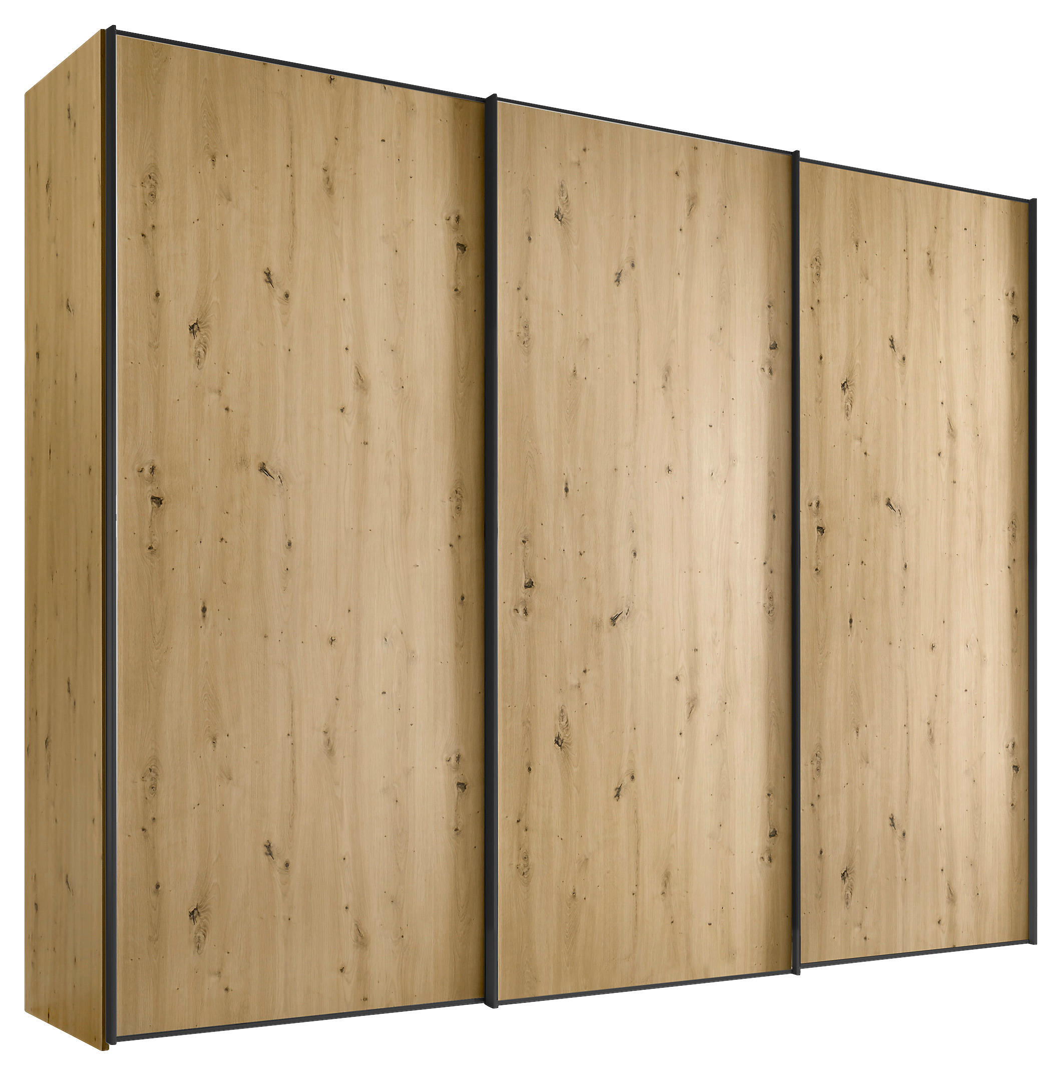 SCHWEBETÜRENSCHRANK 280/222/68 cm 3-türig Eiche Artisan  - Graphitfarben/Eiche Artisan, Design, Holzwerkstoff/Metall (280/222/68cm) - Moderano