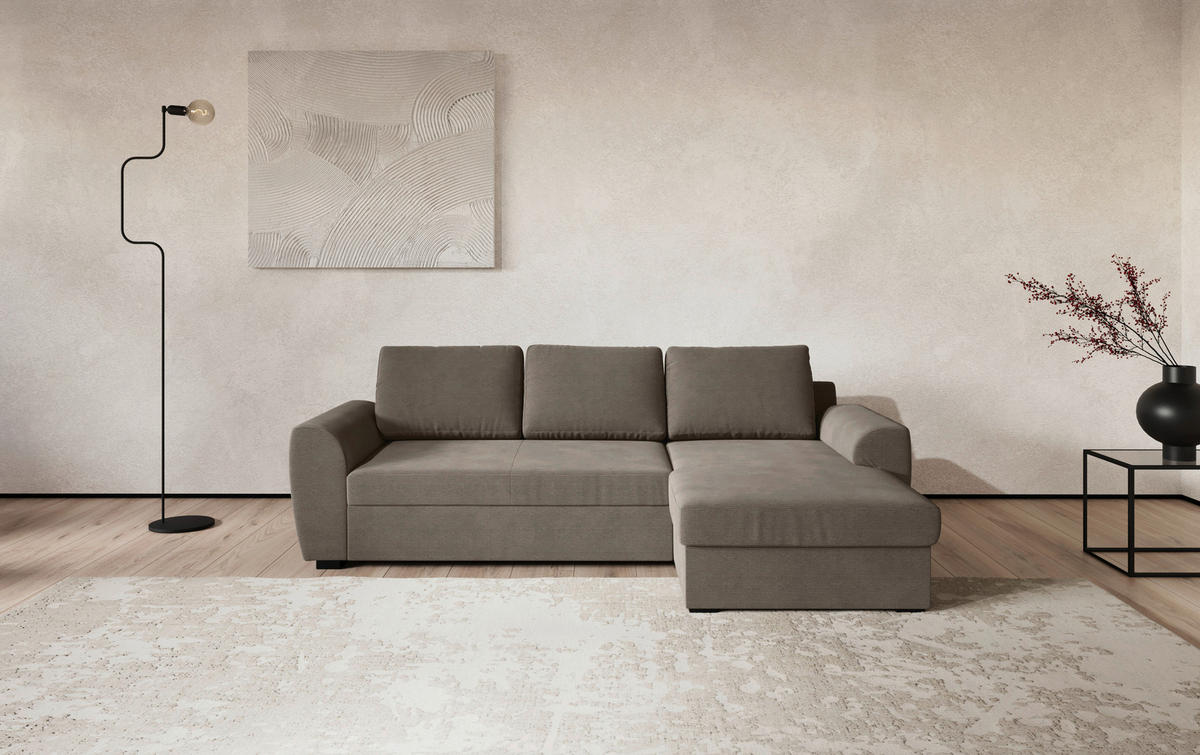 KUTNA GARNITURA tekstil  taupe   - crna/taupe, Trend, tekstil/plastika (253/154cm) - MID.YOU