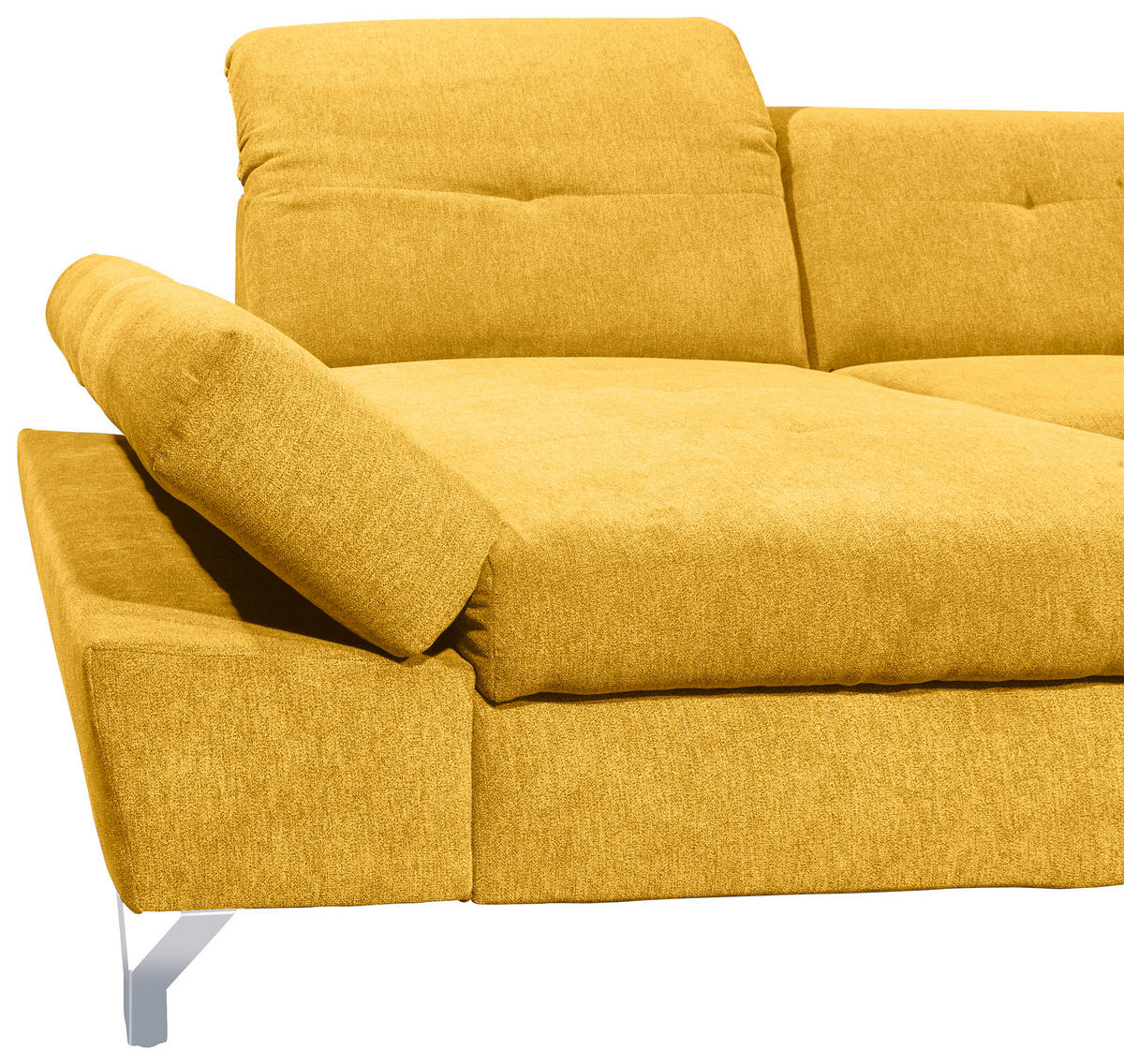 WOHNLANDSCHAFT in Mikrovelours Gelb  - Gelb/Silberfarben, Modern, Textil/Metall (168/350/245cm) - MID.YOU