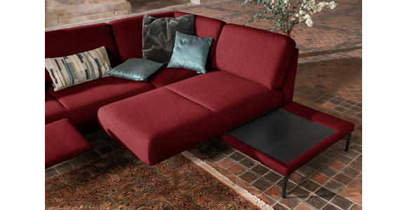 ECKSOFA in Flachgewebe, Struktur Rot  - Anthrazit/Rot, Design, Textil/Metall (254/230cm) - Ambiente