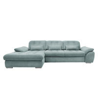 ECKSOFA Chenille Blau  - Chromfarben/Blau, Modern, Textil/Metall (184/314cm) - Livetastic