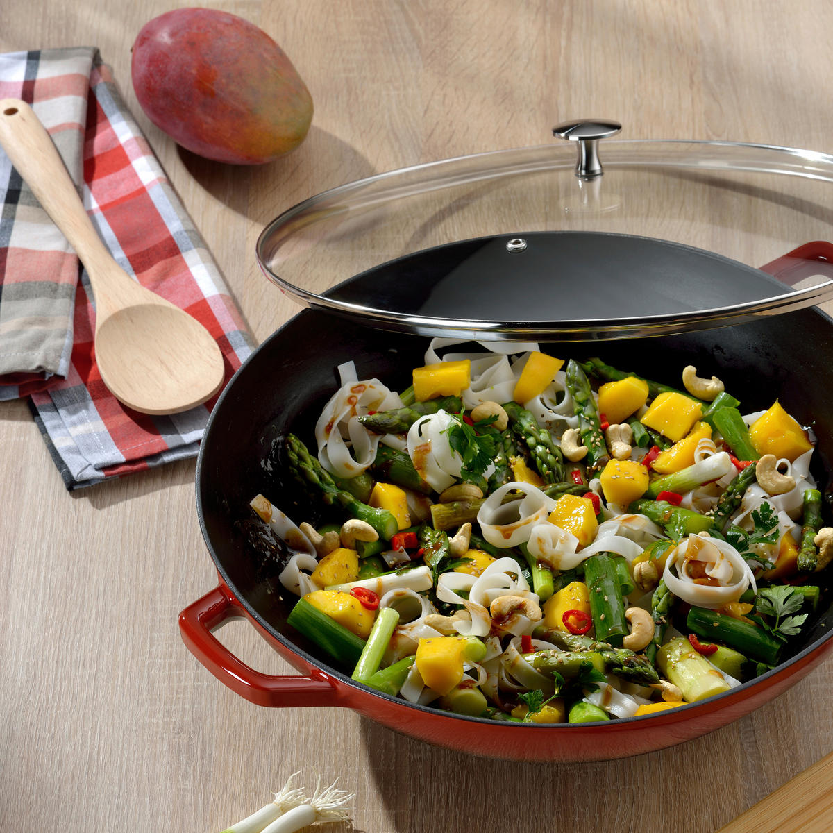 WOK Calido  - Rot, KONVENTIONELL, Glas/Metall (36/10cm) - Kela