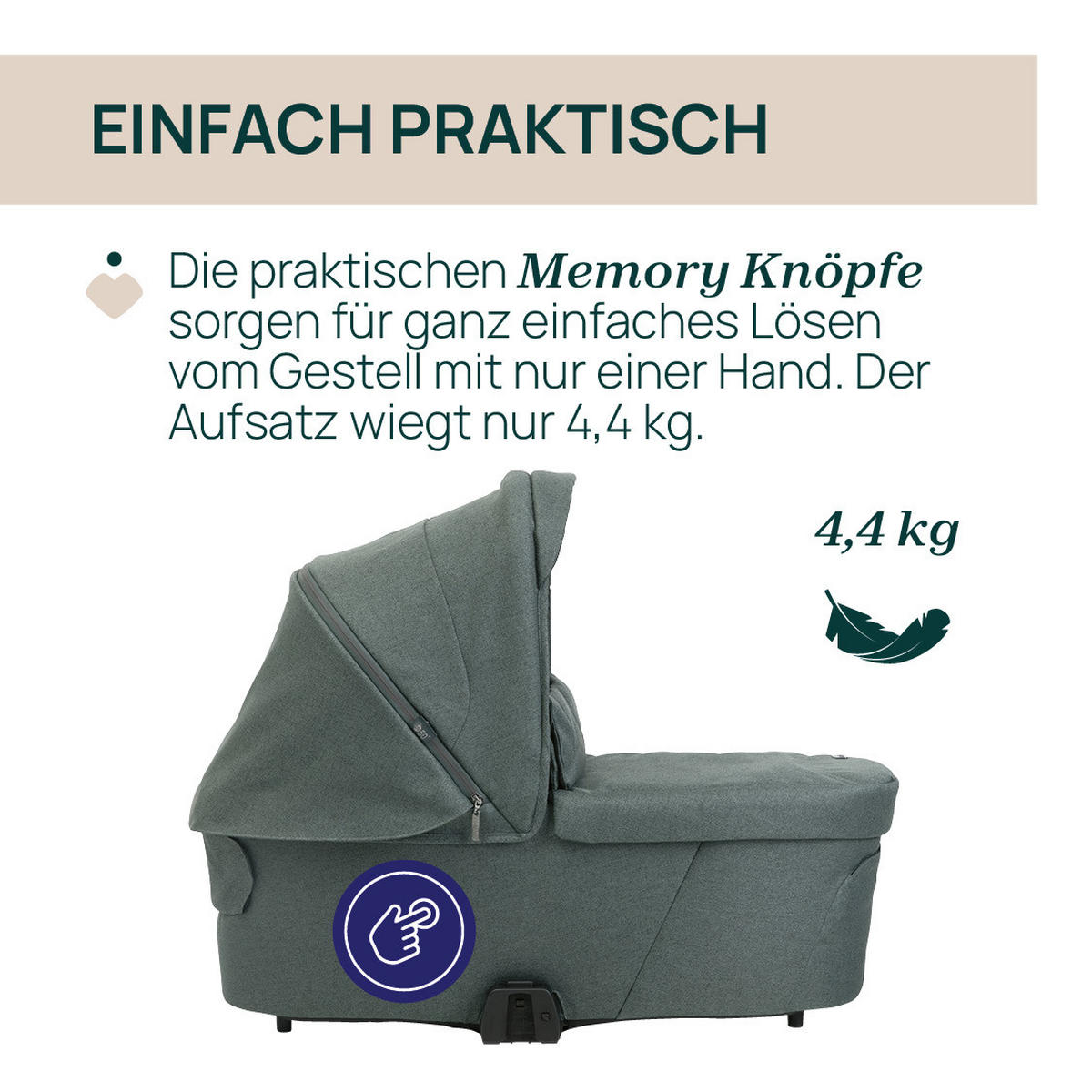 LIEGEWANNE - Grün, Basics, Textil (43/63/85cm) - Chicco