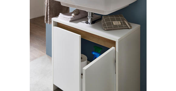 WASCHBECKENUNTERSCHRANK 61,8/59,3/32,2 cm - Eichefarben/Weiß, KONVENTIONELL, Holzwerkstoff (61,8/59,3/32,2cm) - Xora
