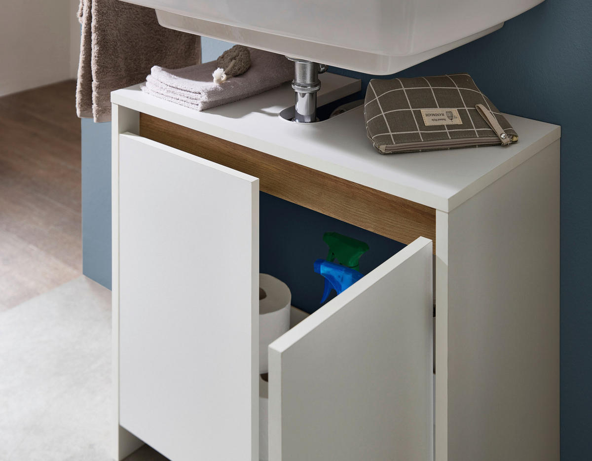 WASCHBECKENUNTERSCHRANK 61,8/59,3/32,2 cm  - Eichefarben/Weiß, KONVENTIONELL, Holzwerkstoff (61,8/59,3/32,2cm) - Xora