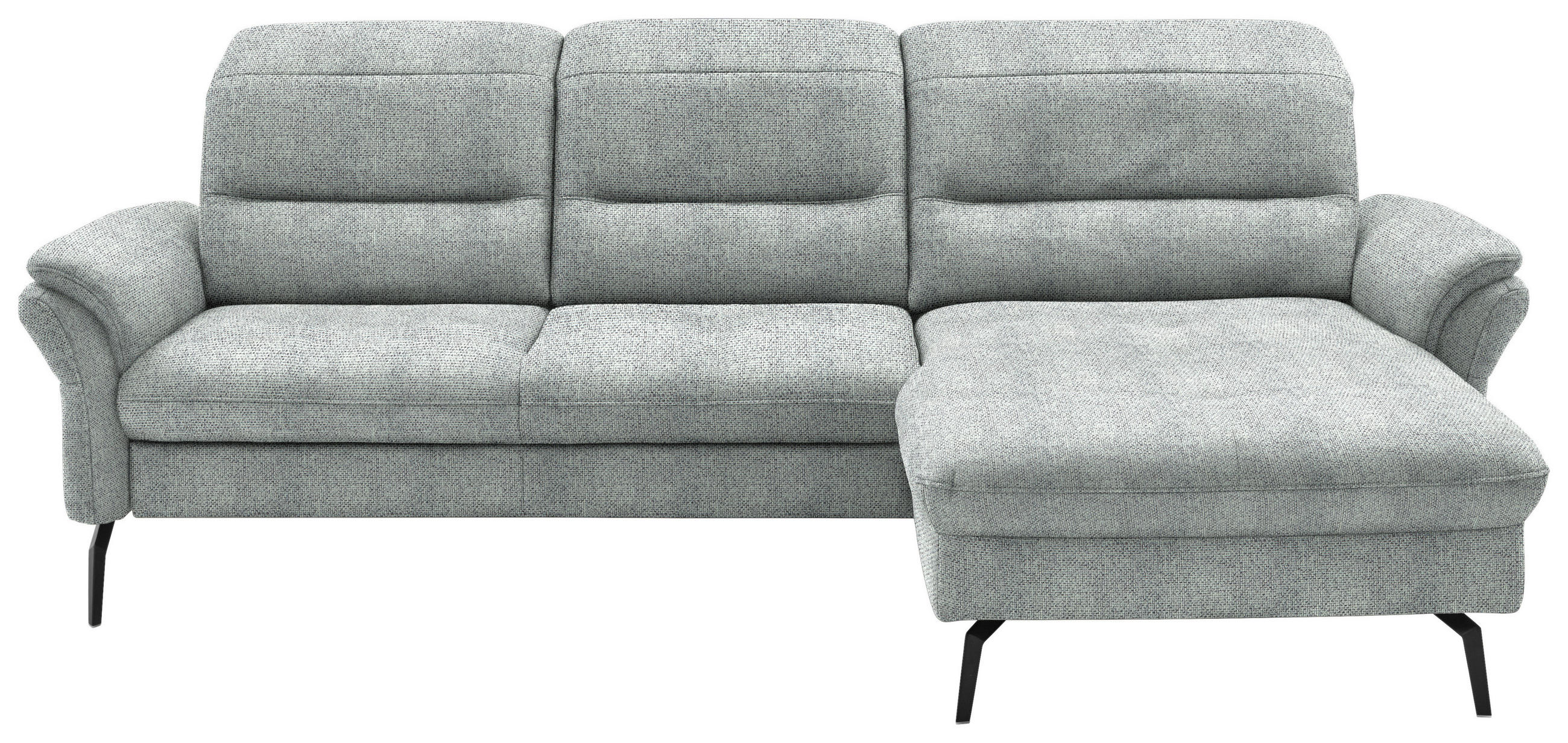 ECKSOFA in Flachgewebe Zinkfarben  260/181 cm  - Zinkfarben/Schwarz, KONVENTIONELL, Textil/Metall (260/181cm) - Beldomo Speed