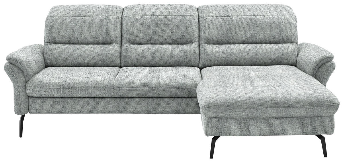 ECKSOFA in Flachgewebe Zinkfarben  260/181 cm  - Zinkfarben/Schwarz, KONVENTIONELL, Textil/Metall (260/181cm) - Beldomo Speed