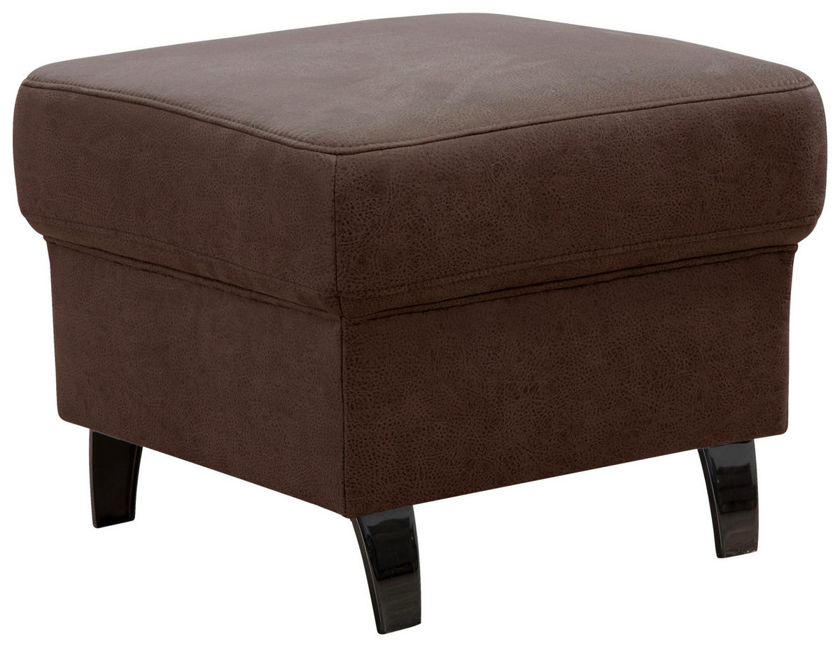 HOCKER Mikrofaser Cognac  - Cognac/Schwarz, KONVENTIONELL, Textil/Metall (58/48/58cm) - Sit & More