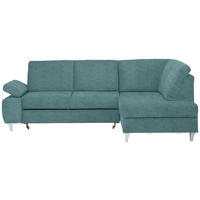 ECKSOFA in Flachgewebe Türkis  - Türkis/Silberfarben, Konventionell, Holz/Textil (255/186cm) - Cantus
