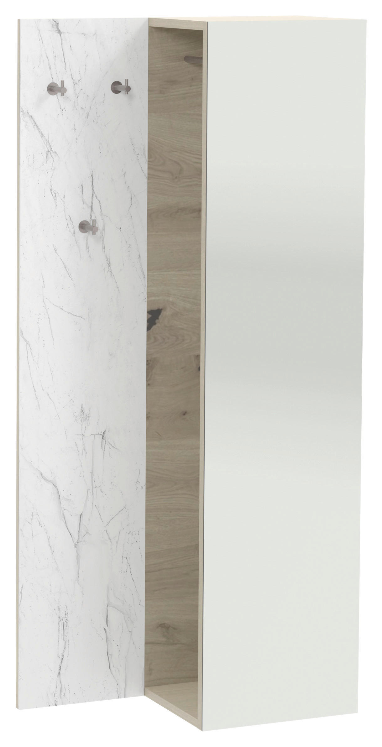 GARDEROBE 2-teilig  in 72/160/35,7 cm  - Eichefarben/Weiß, Natur, Glas/Holz (72/160/35,7cm) - Voglauer