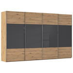 SCHWEBETÜRENSCHRANK  in Schwarz, Eiche Artisan  - Chromfarben/Schwarz, KONVENTIONELL, Glas/Holzwerkstoff (361/223/68cm) - Novel