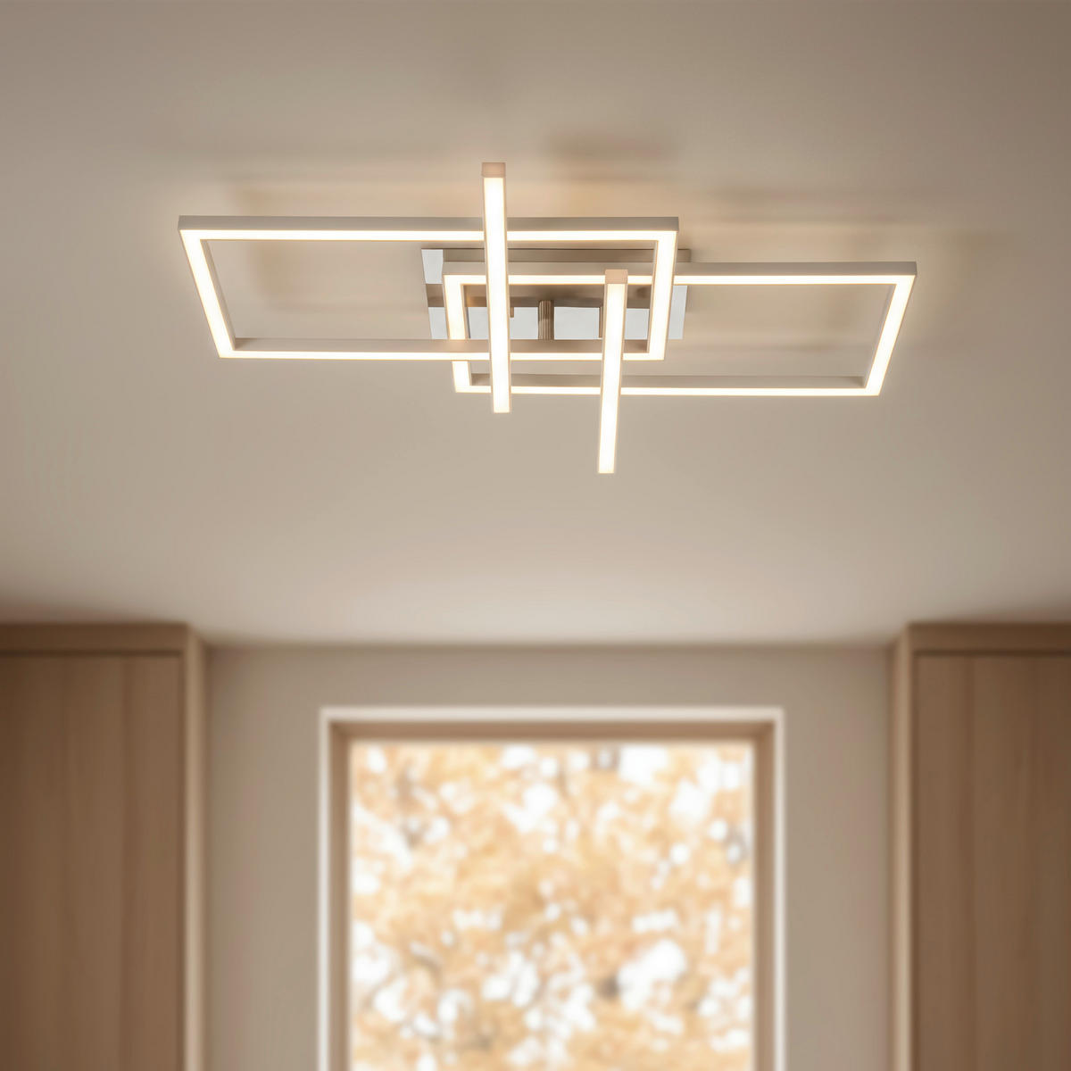 LED-DECKENLEUCHTE 24 W    50/43/7,6 cm  - Sandfarben/Chromfarben, Basics, Kunststoff/Metall (50/43/7,6cm) - Novel