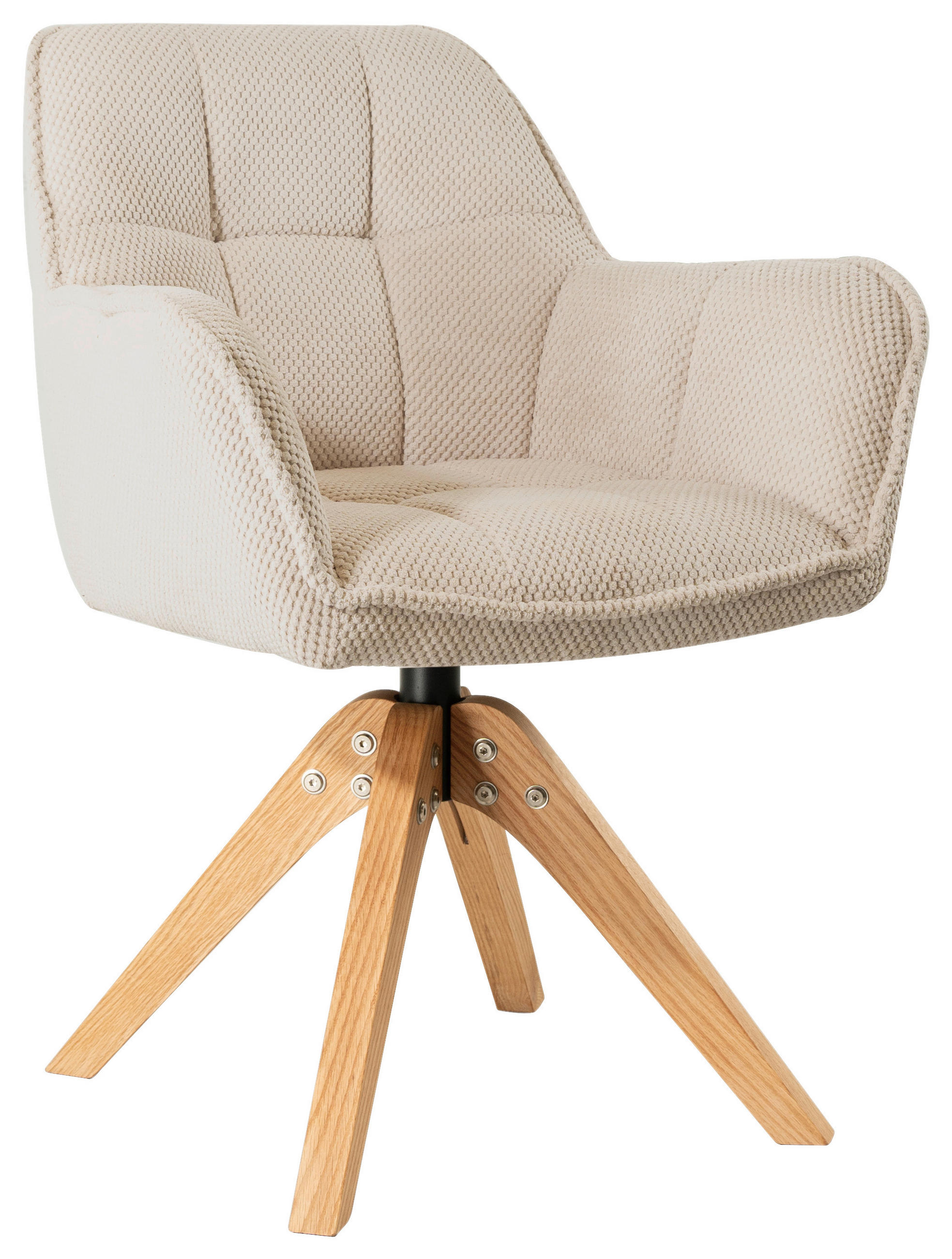 ARMLEHNSTUHL Webstoff  - Eichefarben/Beige, Basics, Holz/Textil (61/85/63cm) - MID.YOU