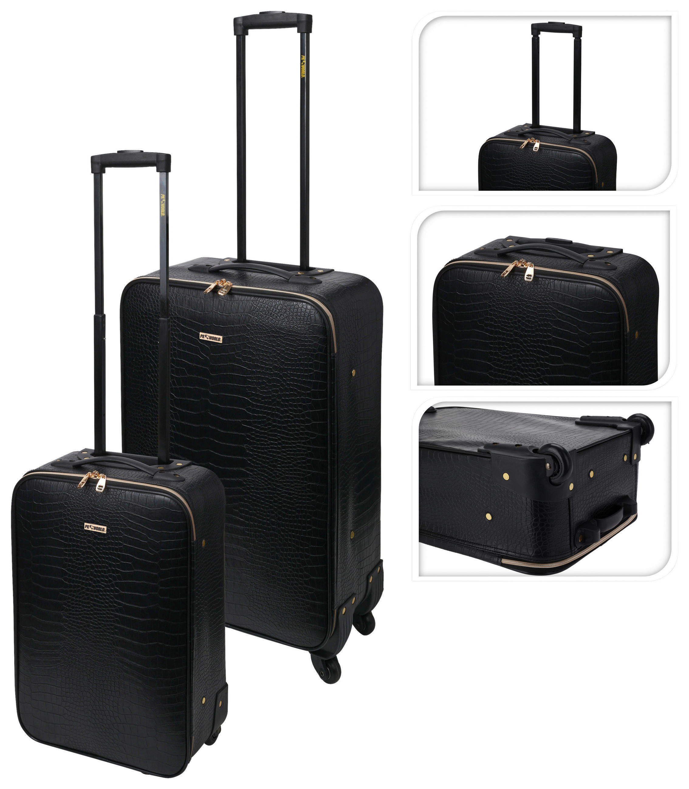 Reisekofferset 2-tlg. Schwarz 4 Rollen
